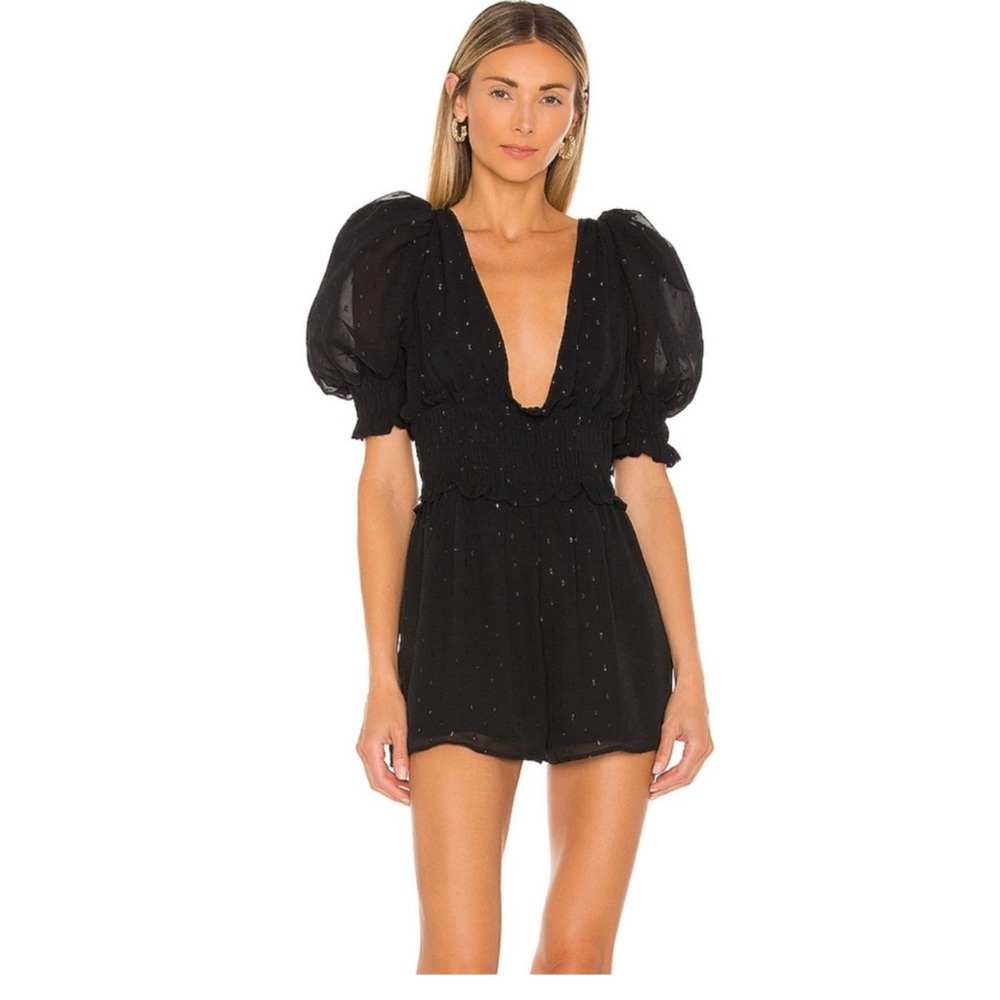 NBD Black Puff Sleeve Romper